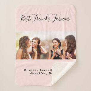 Friends forever BFF rose gold blush photo Sherpa Blanket