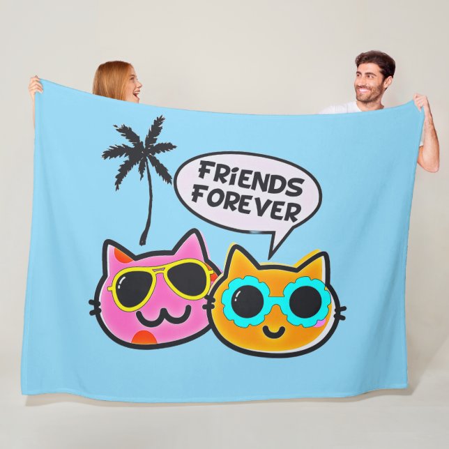 Friends Forever Cat Fleece Blanket! Blanket (In Situ)