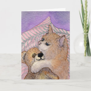 Friends Forever - Cat Hugs Bear Card