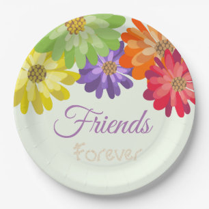 Friends Forever Colourful Daisies Paper Plate