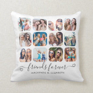Friends Forever Handwritten Script Hearts 12 Photo Cushion