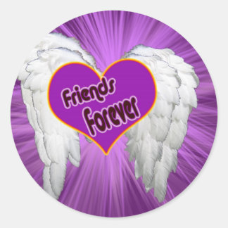 Friends forever heart with wings classic round sticker