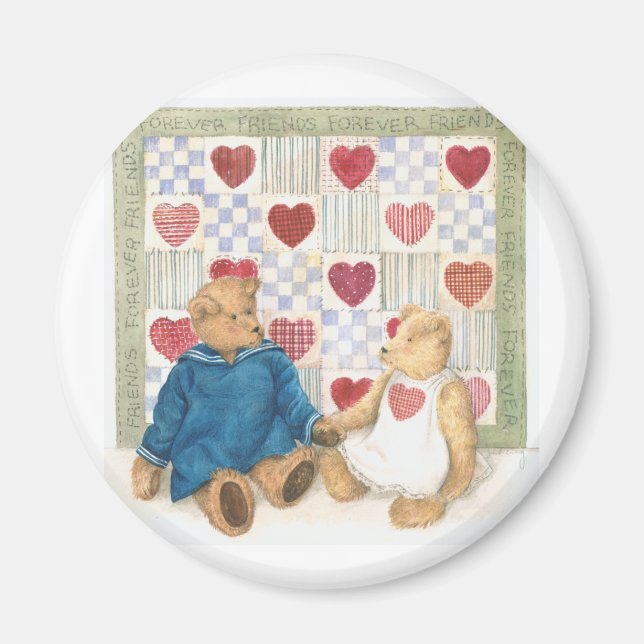 Friends Forever illustrated Teddy Bears Magnet (Front)