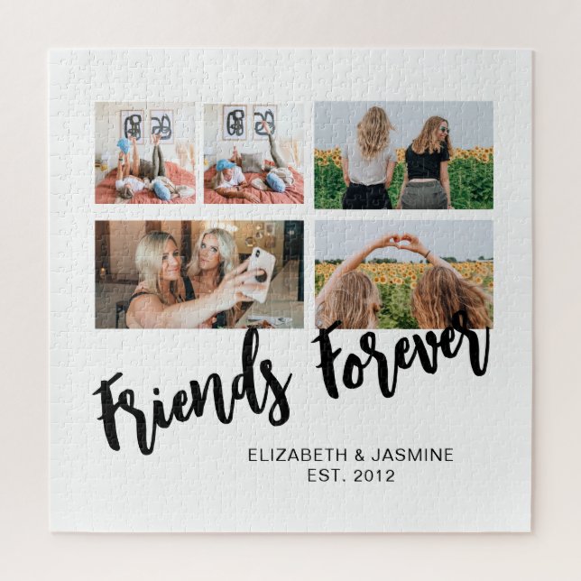 Friends Forever Photo Collage Gift for BFF Custom Jigsaw Puzzle (Vertical)