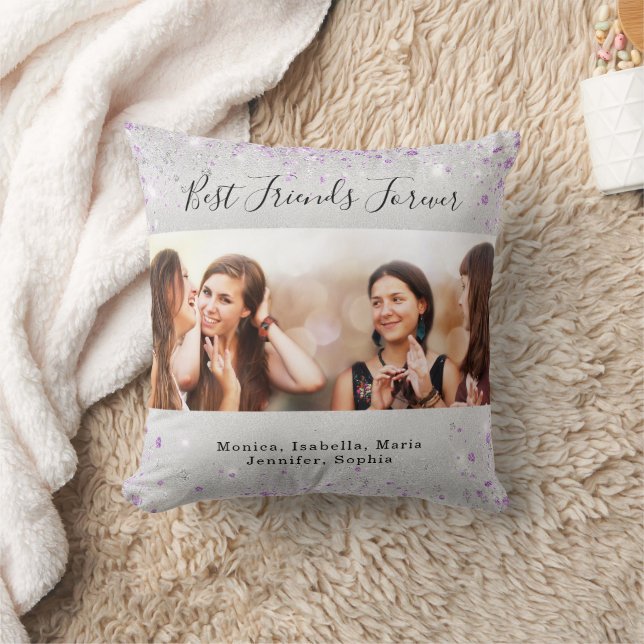 Friends forever photo silver purple glitter cushion (Blanket)
