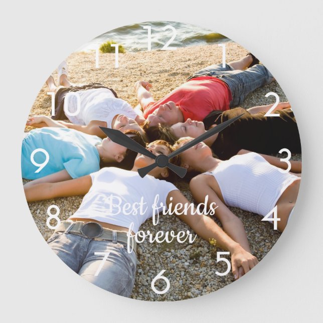 Friends forever photo text large clock (Front)