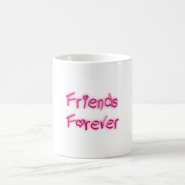 Friends Forever Pink Hearts Typography Friendship Coffee Mug (Center)