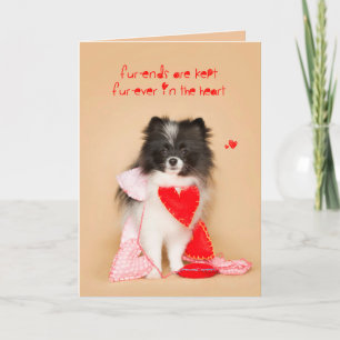 Friends Forever Pomeranian Puppy Valentine Holiday Card