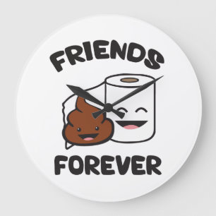 Friends Forever - Poop and Toilet Paper Roll Large Clock