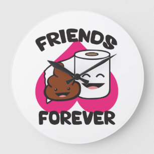 Friends Forever - Poop and Toilet Paper Roll Large Clock