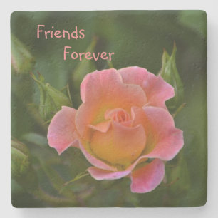 Friends Forever Rose Stone Coaster