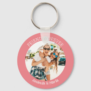 Friends forever upload photo and names pink key ring