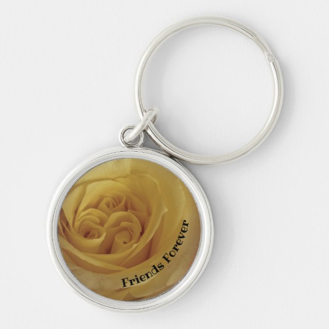 Friends Forever Yellow Rose Friendship Flower Key Ring (Front)