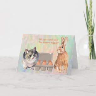 FRIENDS Funny Cat and Bunny Rabbit Easter Card