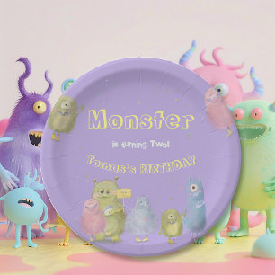 Friends Funny Monsters birthday Paper Plate