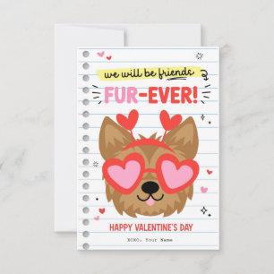 Friends Fur-ever Dog Kids Classroom Valentine Card