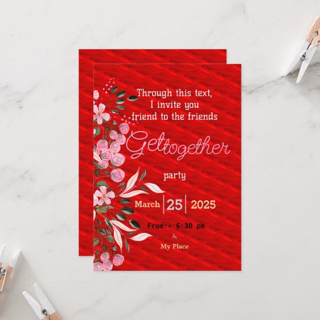 Friends get together  invitation (Front/Back In Situ)