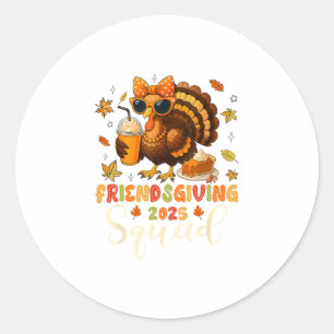 Friends Giving Squad 2025 Autumn Fall Thankful Tha Classic Round Sticker