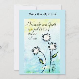 Friends - God Taking Care of Us Saying Drawing Thank You Card