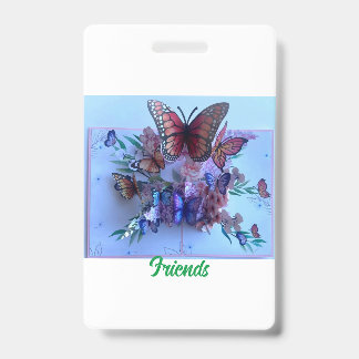 friends greeetings ID badge