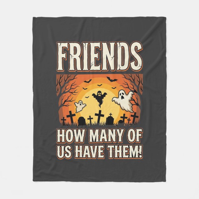Friends Halloween Ghost Graveyard Design_1 Fleece Blanket (Front)