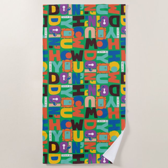 FRIENDS™ | How You Doin' Vibrant Pattern Beach Towel (Front)