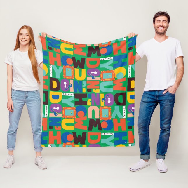 FRIENDS™ | How You Doin' Vibrant Pattern Fleece Blanket (In Situ)