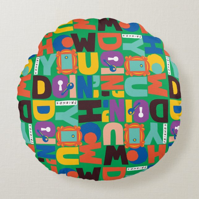 FRIENDS™ | How You Doin' Vibrant Pattern Round Cushion (Front)