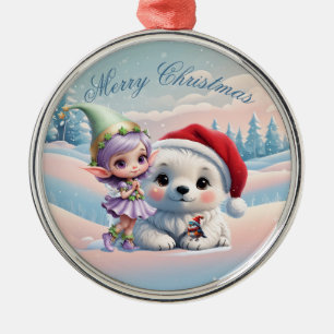 Friends in a fantasy world. metal ornament