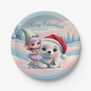 Friends in a fantasy world. paper plate