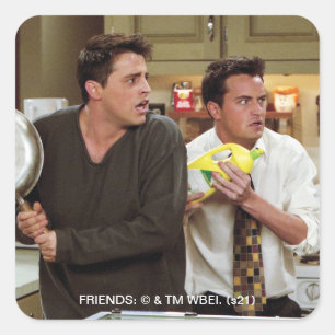 FRIENDS™   Joey & Chandler Scared Square Sticker