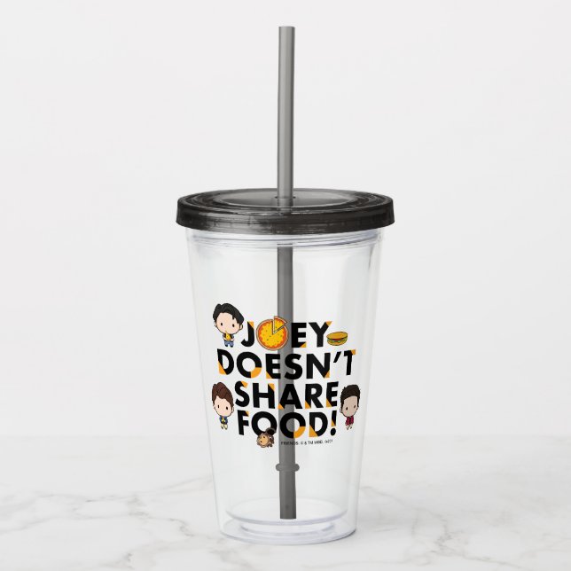 FRIENDS™ | Joey Doesn't Share Food Chibi Acrylic Tumbler (Front)