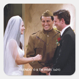 FRIENDS™   Joey Marries Monica & Chandler Square Sticker