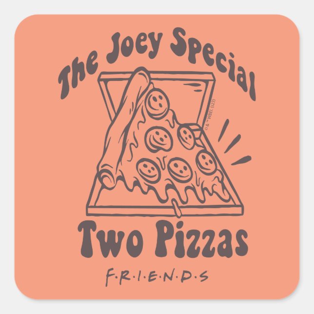 FRIENDS™ | Joey Pizza Quote Square Sticker (Front)