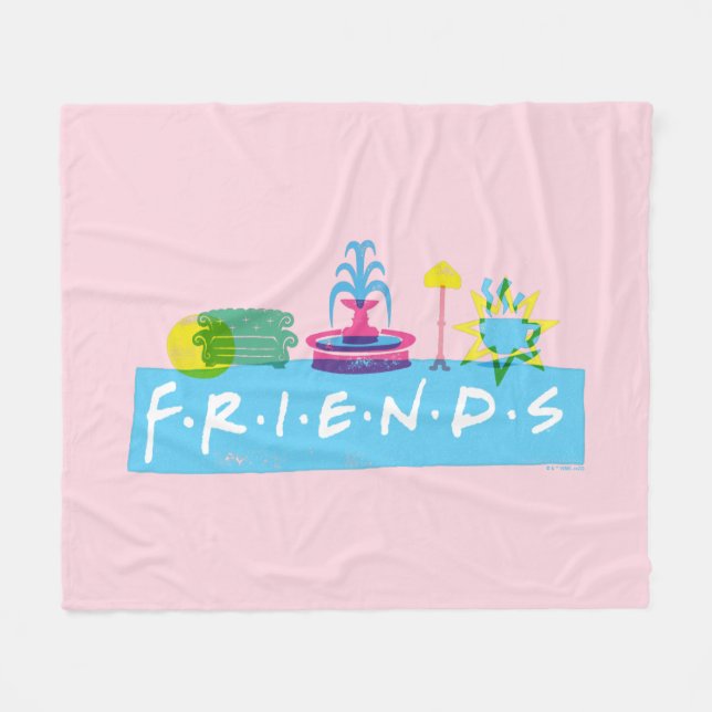 FRIENDS™ | Logo with Icons Fleece Blanket (Front (Horizontal))