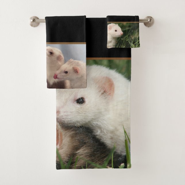 Friends Love - Cute Ferrets Bath Towel Set (Insitu)