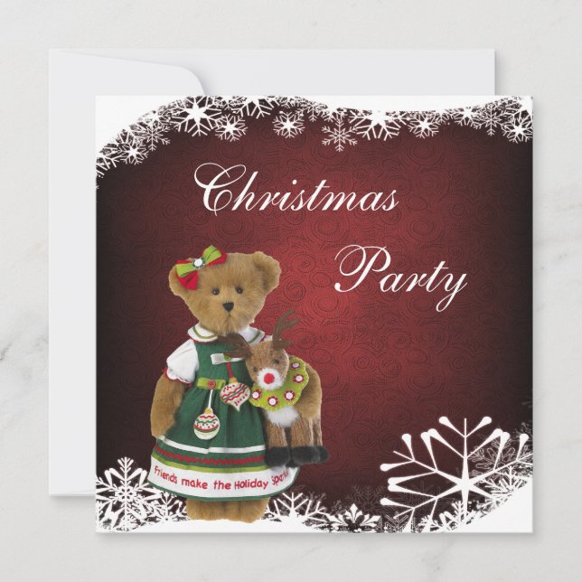 Friends Make the Holiday Sparkle Christmas Bear Invitation (Front)
