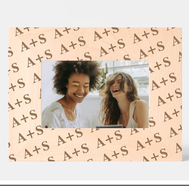 Friends Monogram Pattern Engraved Wood Frame (Creator Uploaded)