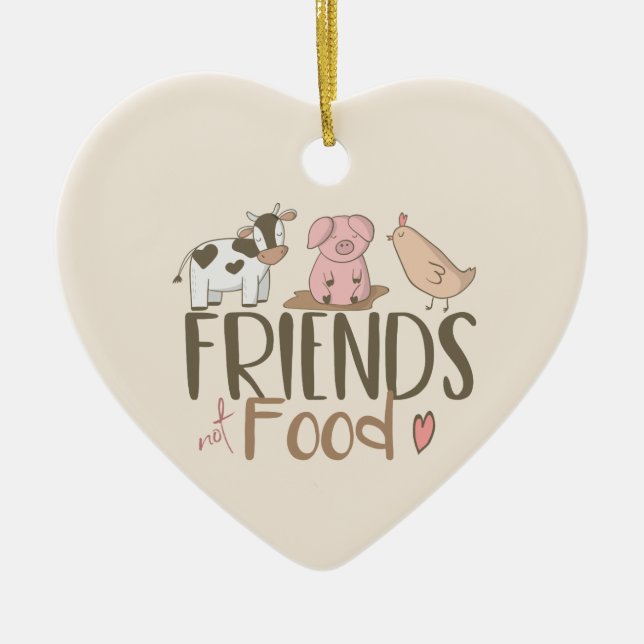 Friends Not Food 2 Ceramic Tree Decoration (Front)