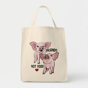 Friends not Food Cute Pigs Grocery Tote Bag