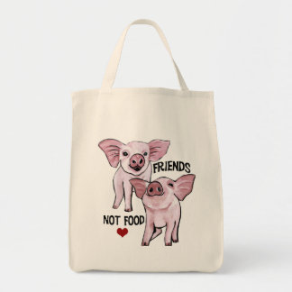 Friends not Food Cute Pigs Grocery Tote Bag