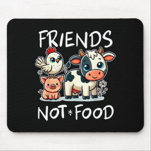 Friends Not Food Funny Vegan Vegetarian Cute Anima Mouse Pad