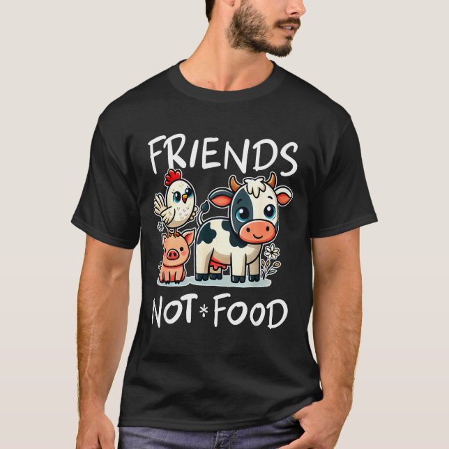 Friends Not Food Funny Vegan Vegetarian Cute Anima T-Shirt (Front)