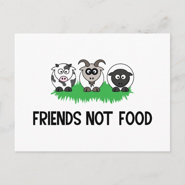 Friends Not Food, Gifts for Vegan Vegetarian Postcard (Front)
