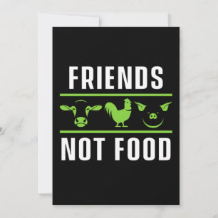 Friends Not Food Vegan Vegetarian Animal Rights Gi Invitation
