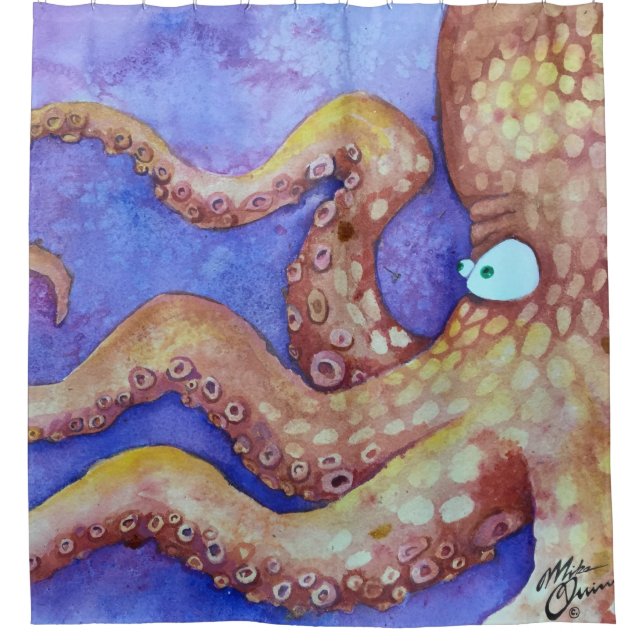 "Friends" Octopus & Crab, Fish with Attitude Shower Curtain (Front)