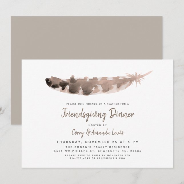 Friends of a Feather | Friendsgiving Party Invitation (Front/Back)