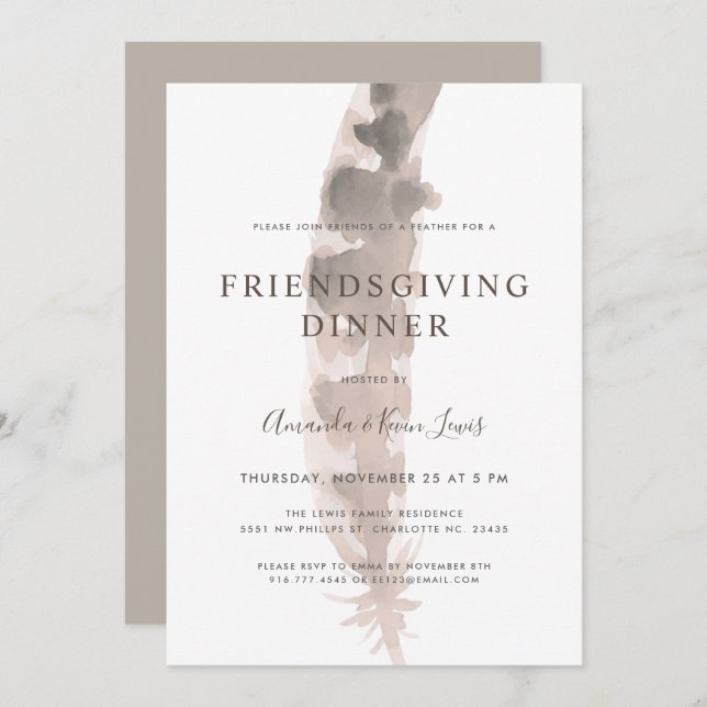 Friends of a Feather | Friendsgiving Thanksgiving Invitation (Front/Back)