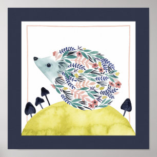 Friends of Clementine Folk Art Hedge Hog Poster