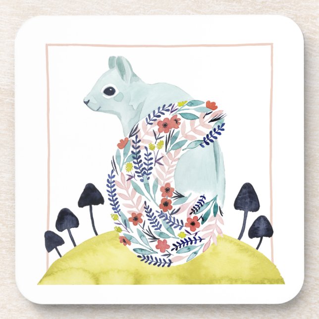 Friends of Clementine | Folk Art Squirrel Coaster (Front)
